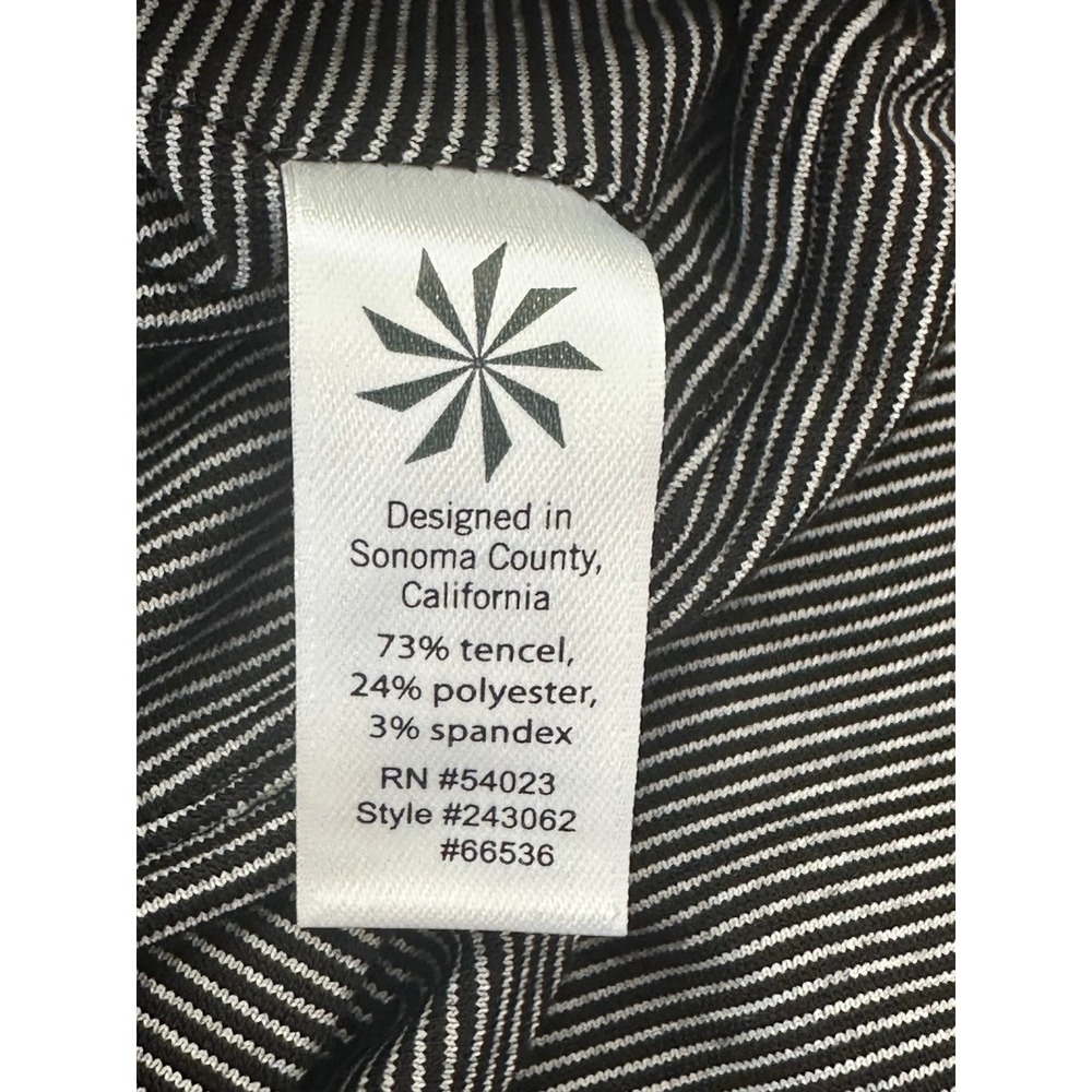 ATHLETA Micro Stripe Westwood Ruched Dress Black White Sz medium - Picture 5 of 5